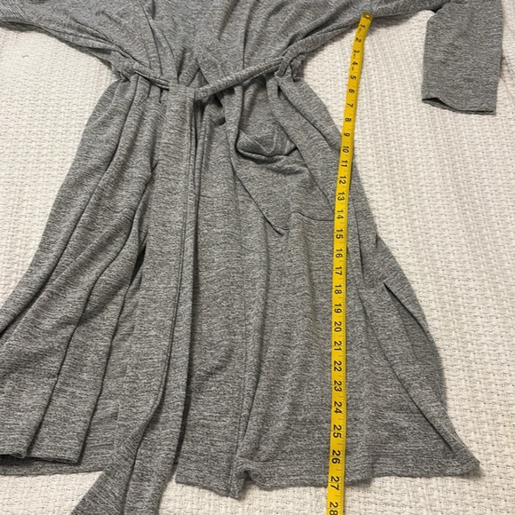 BANANA REPUBLIC long cardigan duster robe kimono style self tying belt grey lge - Picture 12 of 14